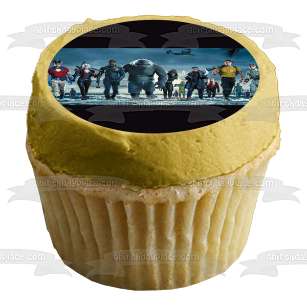 The Suicide Squad Javelin Harley Quinn Bloodsport Polka-Dot Man Edible Cake Topper Image ABPID54763
