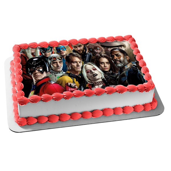 The Suicide Squad Harley Quinn Bloodsport Polka-Dot Man Javelin Edible Cake Topper Image ABPID54764