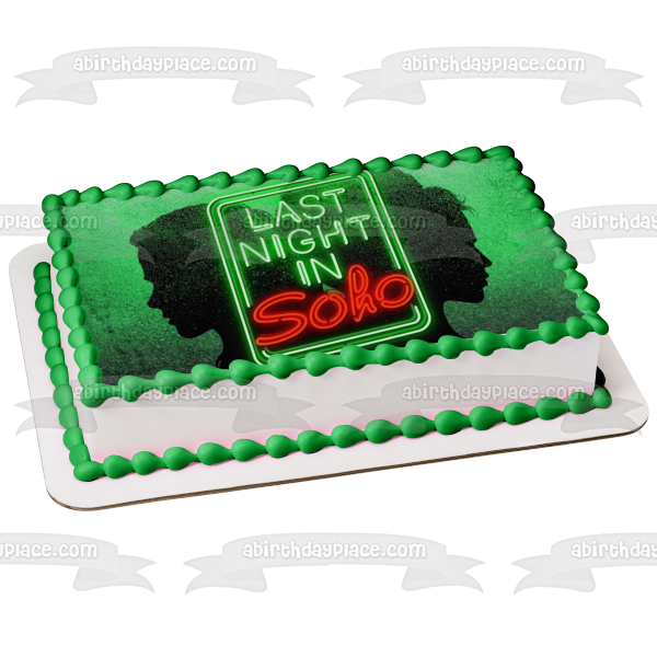 The Last Night In Soho Logo on a Green Background Edible Cake Topper Image ABPID54775