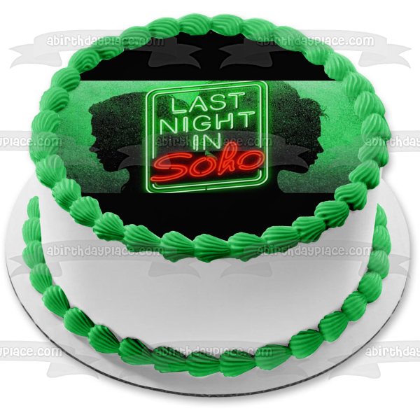 The Last Night In Soho Logo on a Green Background Edible Cake Topper Image ABPID54775