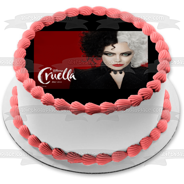 Cruella Red Background Edible Cake Topper Image ABPID54672