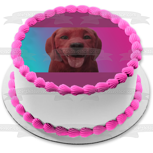 Clifford the Big Red Dog with a Tie Dye Background Edible Cake Topper Image ABPID54904