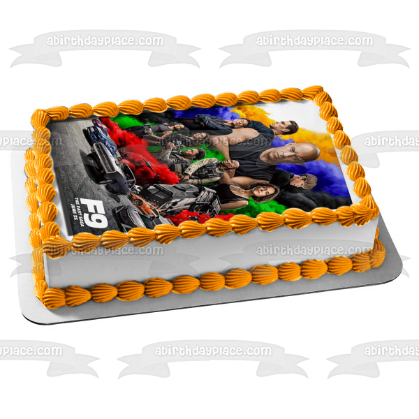 F9 the Fast Saga Dominic Toretto  Mia Toretto Han Lue Race Cars Edible Cake Topper Image ABPID54839
