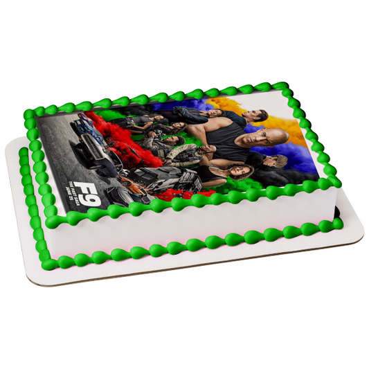 F9 the Fast Saga Dominic Toretto  Mia Toretto Han Lue Race Cars Edible Cake Topper Image ABPID54839