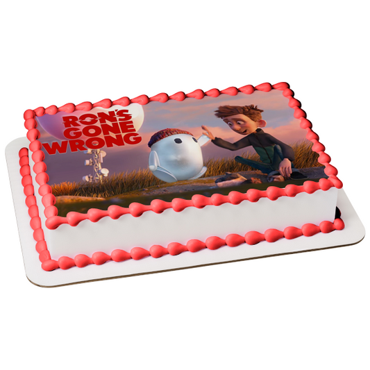 Ron's Gone Wrong Barney Ron High Five Edible Cake Topper Image ABPID54910