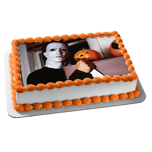 Halloween Michael Myers with a Knife Edible Cake Topper Image ABPID54949