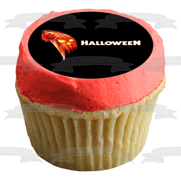 Halloween Scary Jack-O-Lantern and Knives Edible Cake Topper Image ABPID54950