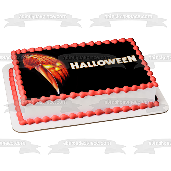 Halloween Scary Jack-O-Lantern and Knives Edible Cake Topper Image ABPID54950