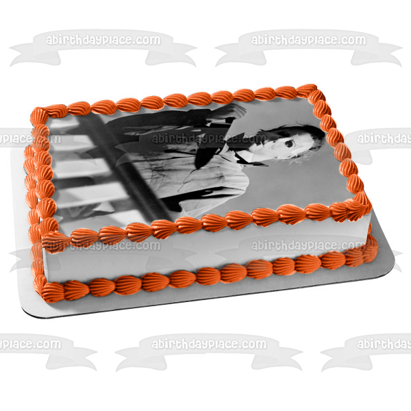Halloween Michael Myers with a Knife Black and White Photo Edible Cake Topper Image ABPID54951