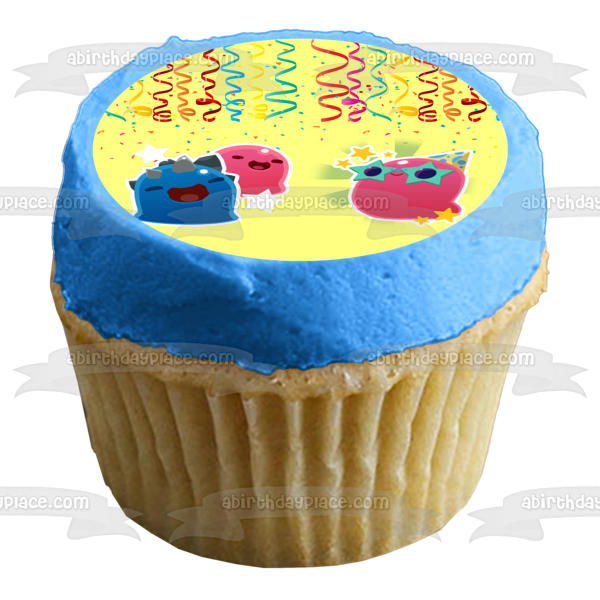 Slime Rancher Party Gordo Happy Birthday Streamers Edible Cake Topper Image or Strips ABPID54095