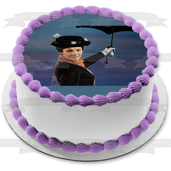 Mary Poppins with Her Umbrella Original Movie Edible Cake Topper Image ABPID00015
