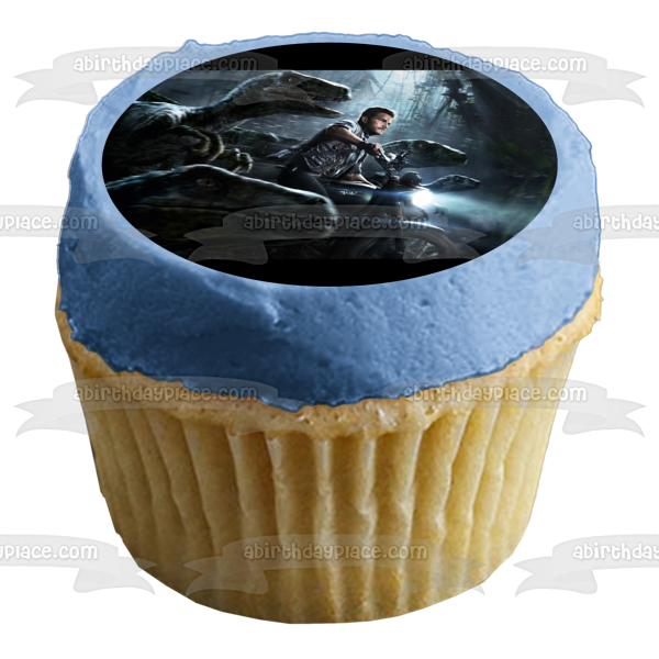 Jurassic World  Raptor Motorcycle Edible Cake Topper Image ABPID00063