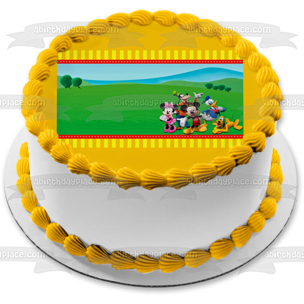 Mickey Mouse Club House Border Minnie Donald Goofy Pluto Edible Cake Topper Image Frame ABPID00169