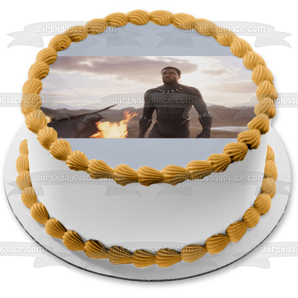 Marvel Black Panther T'Challa Mountains Fire Edible Cake Topper Image ABPID00188