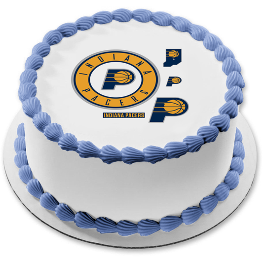 Indiana Pacers Logo NBA Indiana State Outline Imagen comestible para tarta ABPID00190 