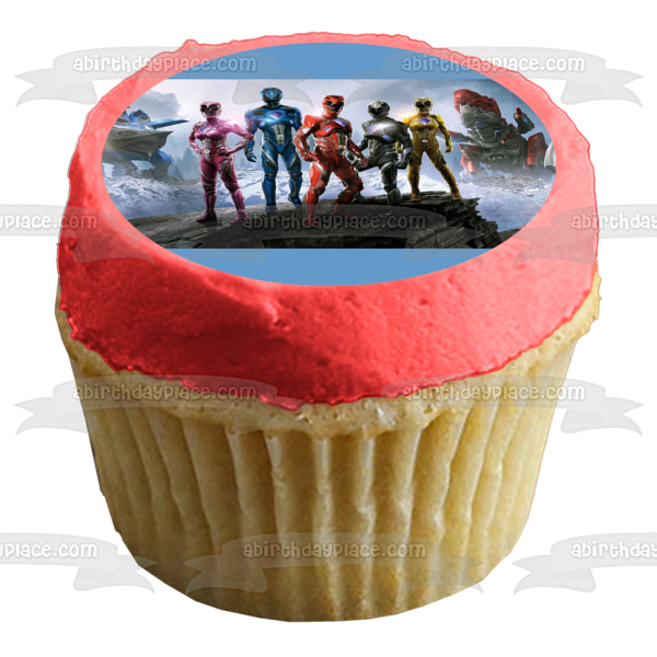Power Rangers Movie Jason Zach Billy Trini Kimberly Quantasaurus Rex Edible Cake Topper Image ABPID00229