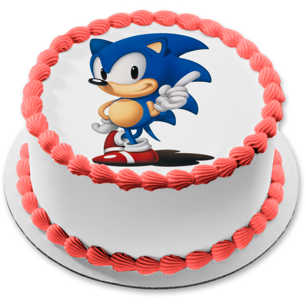 Sonic the Hedgehog Pointing Finger Edible Cake Topper Image ABPID00300