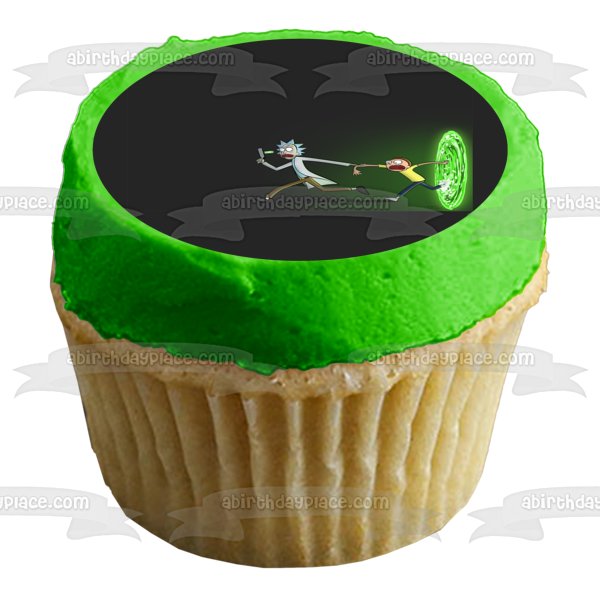 Rick and Morty Rick Sanchez Morty Smith Green Portal Edible Cake Topper Image ABPID00295