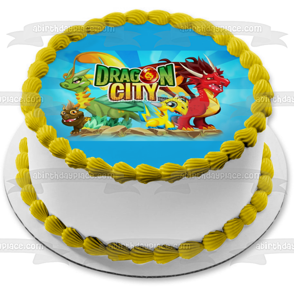 Dragon City Logo Various Dragons Edible Cake Topper Image ABPID00336