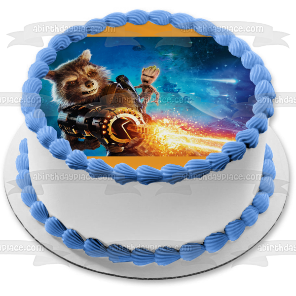 Guardians of the Galaxy Rocket Raccoon and Groot Edible Cake Topper Image ABPID00462