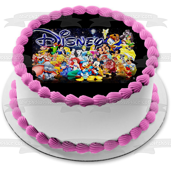 Donald Duck Snow White Belle Beast Mickey Mouse Dumbo the Little Mermaid and More Edible Cake Topper Image ABPID00432