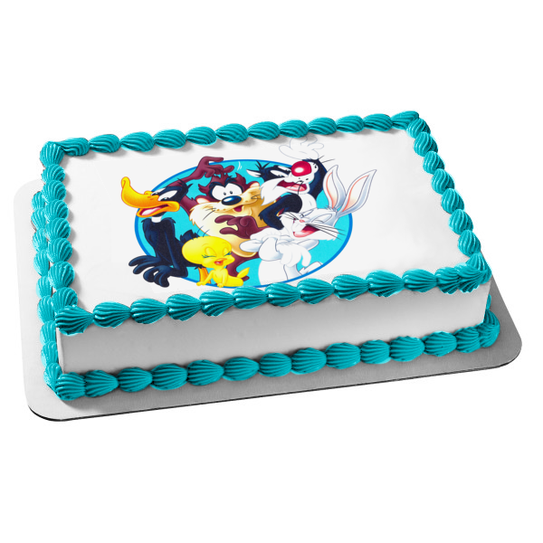 Looney Toons Bugs Bunny Daffy Duck Tasmanian Devil Tweety and Sylvester Edible Cake Topper Image ABPID00503