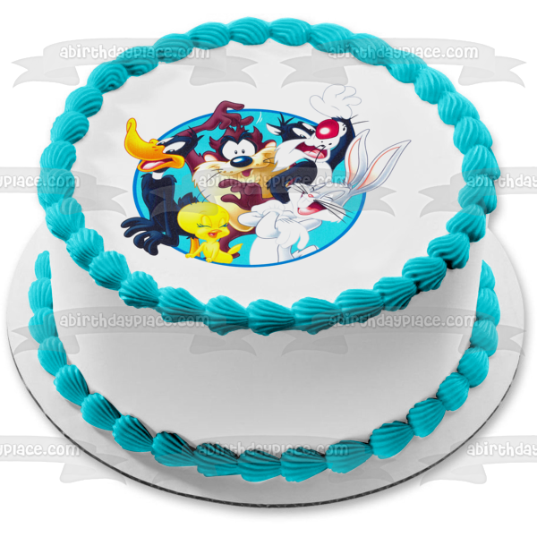 Looney Toons Bugs Bunny Daffy Duck Tasmanian Devil Tweety and Sylvester Edible Cake Topper Image ABPID00503