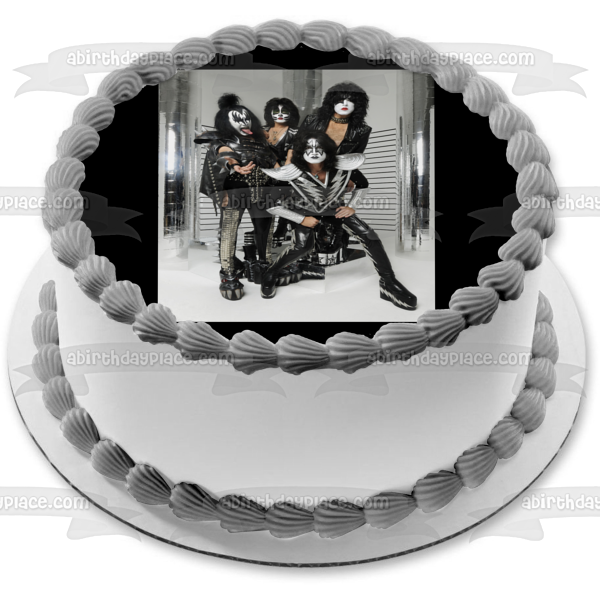 Kiss Gene Simmons Paul Stanley Ace Frehley and Peter Criss Edible Cake Topper Image ABPID00504