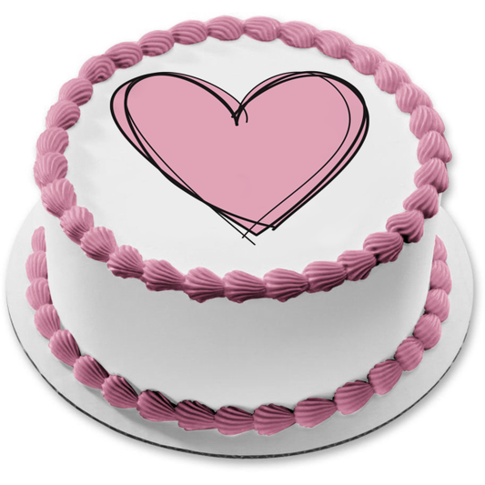 Imagen comestible para decoración de tarta con dibujo del día de San Valentín de corazón rosa ABPID00536 