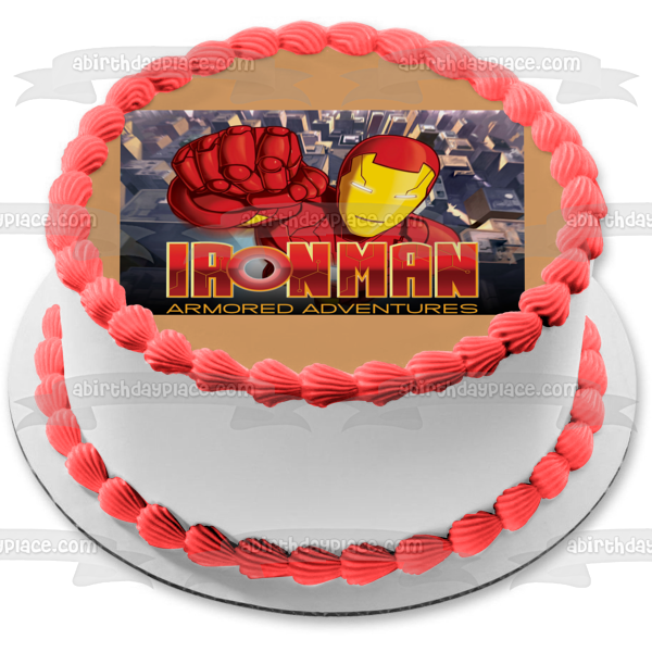 Iron Man Armored Adventures Fist Bumping Edible Cake Topper Image ABPID00520