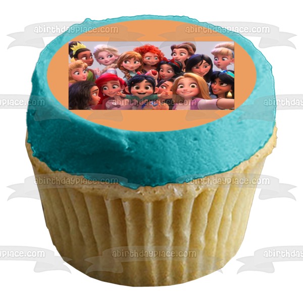 Wreck-It Ralph Breaks the Internet Princesses the Little Mermaid Tiana Aurora and Princess Jasmine Edible Cake Topper Image ABPID00521