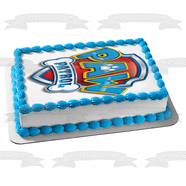 Paw Patrol Logo Shield Bone Pawprint Edible Cake Topper Image ABPID00538