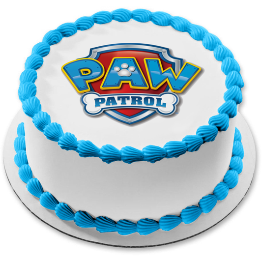 Paw Patrol Logo Shield Bone Pawprint Edible Cake Topper Image ABPID00538