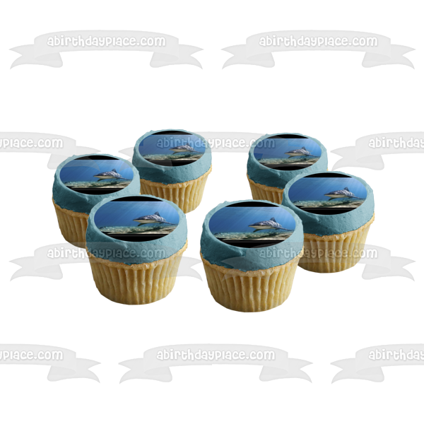 Imagen comestible para tarta con diseño de tiburón toro, pez oceánico, luz solar, ABPID00542 