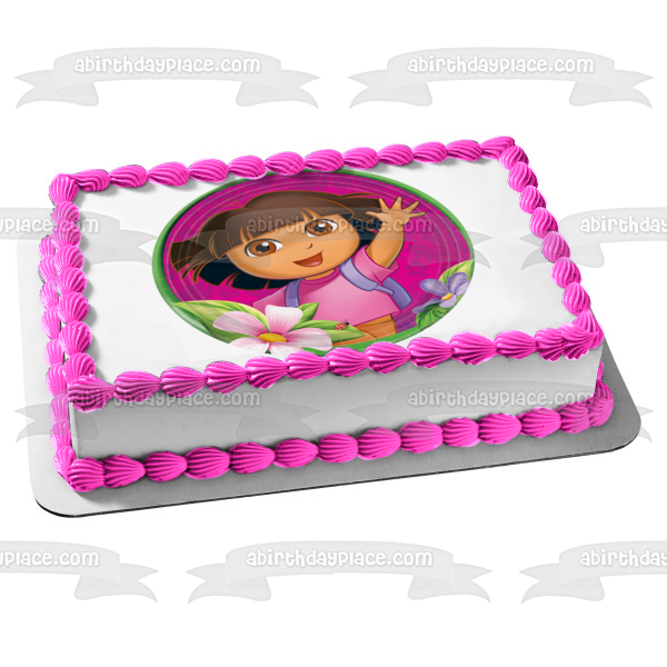 Dora the Explorer Flowers Edible Cake Topper Image ABPID00568