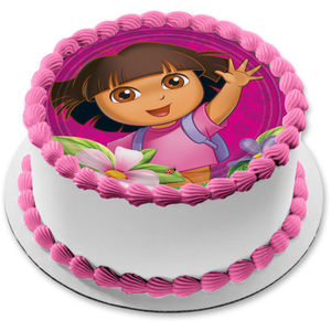 Dora the Explorer Flowers Edible Cake Topper Image ABPID00568