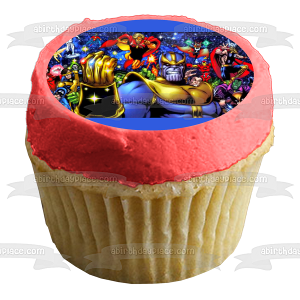 Infinity War Thor Thanos Infinity Gauntlet Edible Cake Topper Image ABPID00581