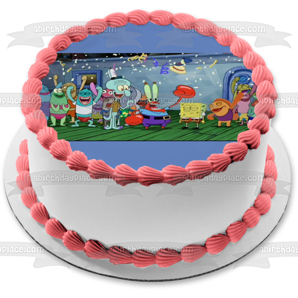 SpongeBob SquarePants Krusty Krab Party Mr. Krab and Squidword Edible Cake Topper Image ABPID00612
