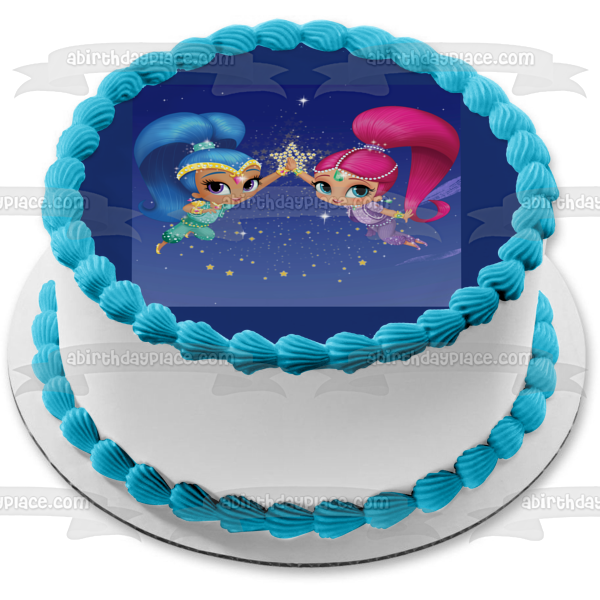 Shimmer and Shine Night Time Stars Edible Cake Topper Image ABPID00614