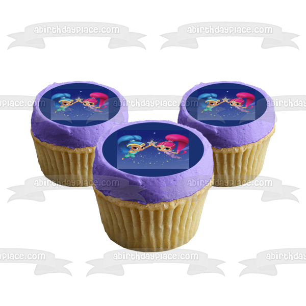 Shimmer and Shine Night Time Stars Edible Cake Topper Image ABPID00614
