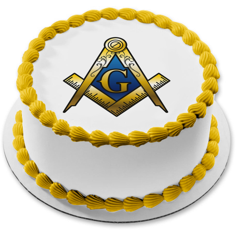 Mason Logo Masonic Lodge Square and Compass Freemasonry Edible Cake Topper Image ABPID55094