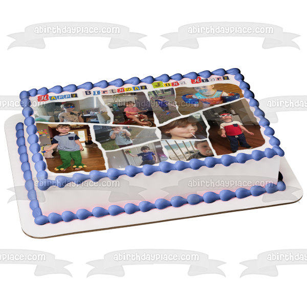 Torn Paper Photo Collage Add Your Own Photos Customizeable Photo Frame Edible Cake Topper Image Frame ABPID55095