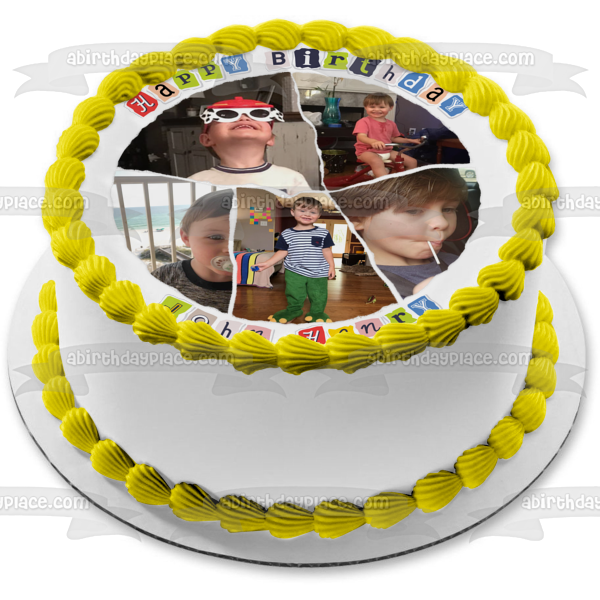 Torn Paper Photo Collage Add Your Own Photos Customizeable Photo Frame Edible Cake Topper Image Frame ABPID55095