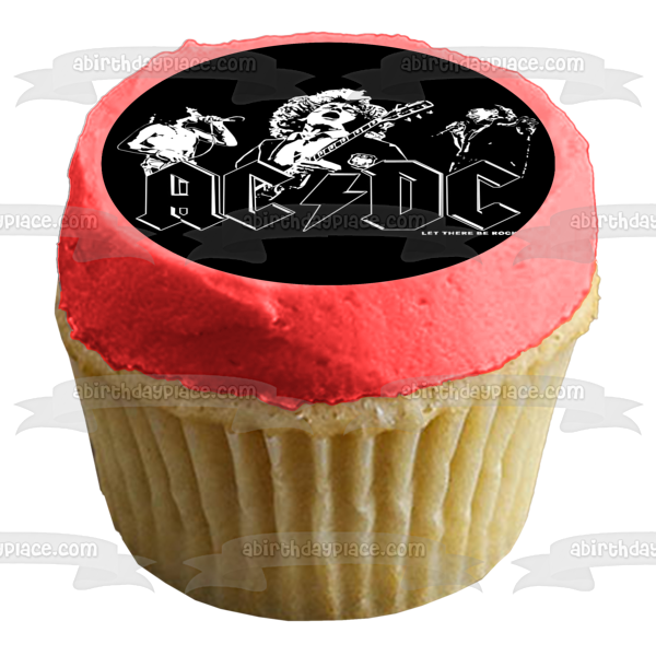 AC/DC Let There Be Rock Black & White Edible Cake Topper Image ABPID00723