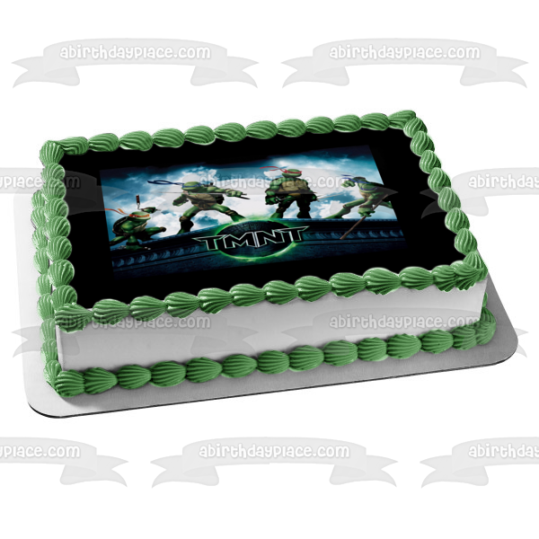 Teenage Mutant Ninja Turtles Tmnt Leonardo Donatello Raphael Michelangelo Black Border Edible Cake Topper Image ABPID00724