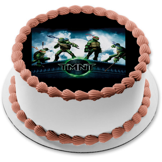 Teenage Mutant Ninja Turtles Tmnt Leonardo Donatello Raphael Michelangelo Black Border Edible Cake Topper Image ABPID00724