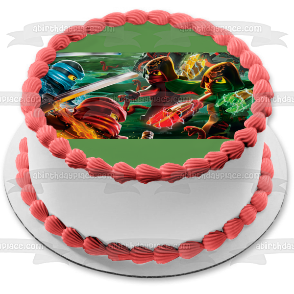 LEGO Ninjago Fight Scene Edible Cake Topper Image ABPID00731