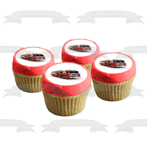 Fire Truck Fire Rescue Fire Truck Edible Cake Topper Image ABPID00739