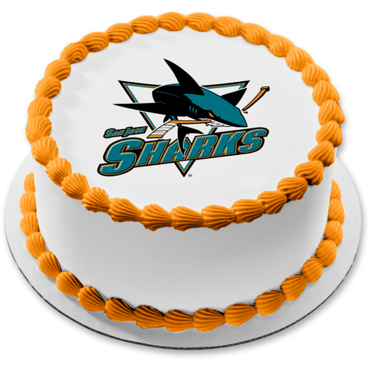 Imagen comestible para tarta con logotipo del equipo de hockey sobre hielo de los San Jose Sharks ABPID00740 