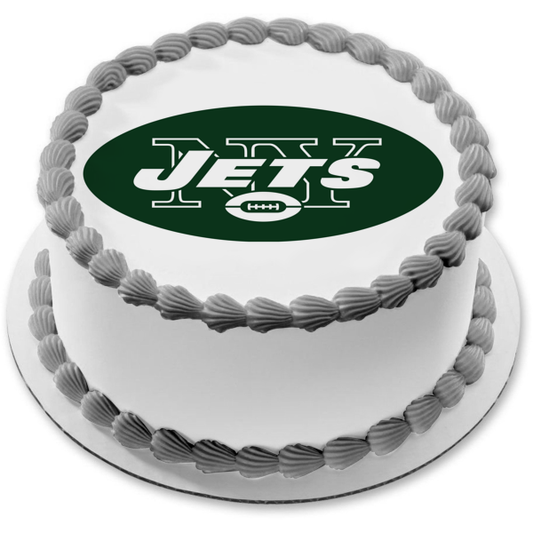 Logotipo de los New York Jets, deportes profesionales, fútbol americano, NFL, decoración comestible para tarta, imagen ABPID00771 